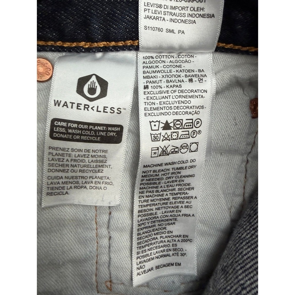 Levi's 501 Original Button Fly Jeans Dark Wash Straight Leg W29 L30 Water Less - Picture 8 of 10